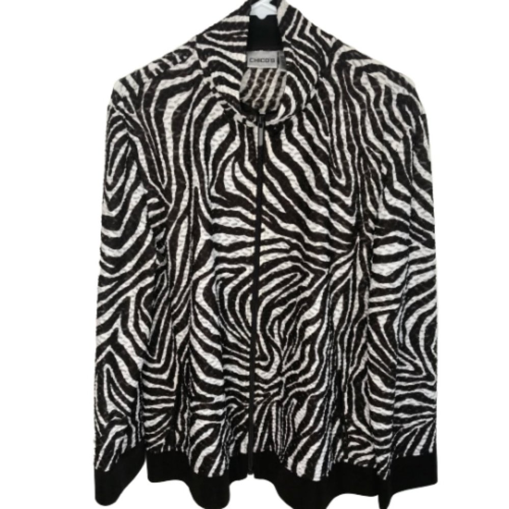 Chico's Black and White Zebra Print Jacket